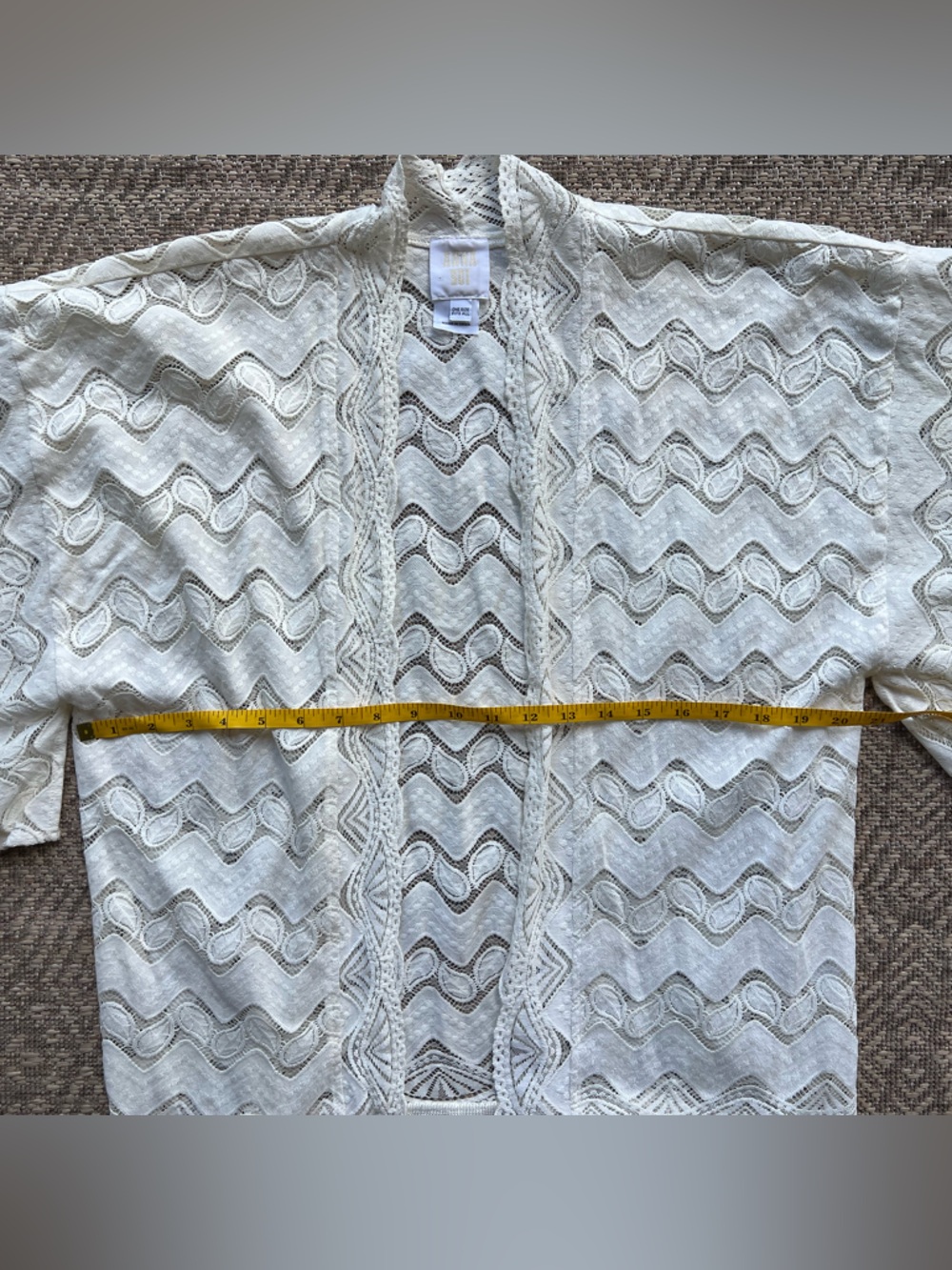 Anna Sui Boho Crochet Lace‎ Fringe Kimono Ivory White One Size - Picture 4 of 8